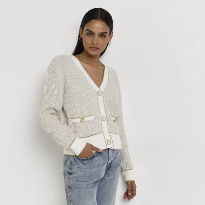 Cream boucle cardigan | River Island (UK & IE)