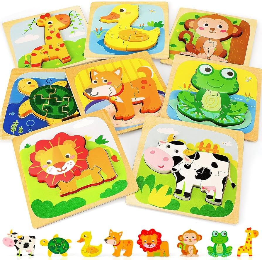 TOY Life Toddler Puzzles, 8 Piece Wooden Puzzles for Toddlers 1-3, Puzzle 2 Year Old, Toddler Puz... | Amazon (US)