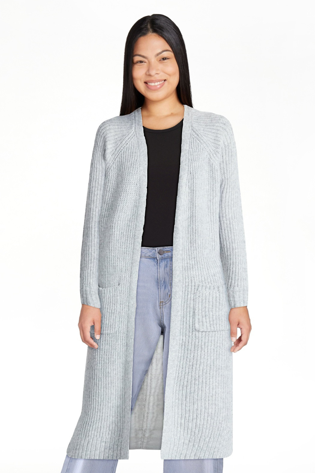 No Boundaries Ribbed Open Front Duster, Women’s | Walmart (US)