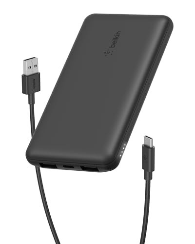 Belkin Portable Charger - 15W 3 Port Power Bank Battery Pack with 10000mAh Battery - Fast Charging for iPhone, Samsung Phone, More - USB C to USB A Cable Included | Amazon (US)