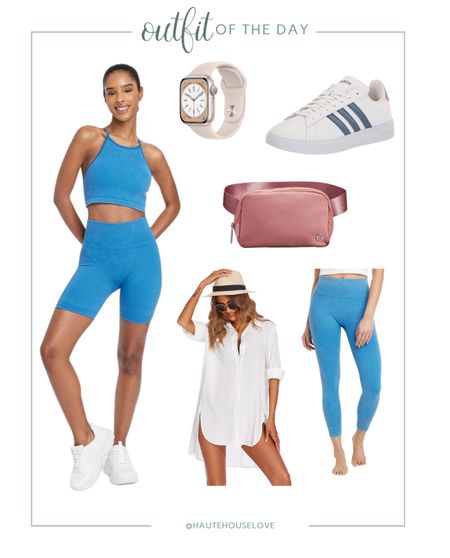 This blue ribbed workout top can be paired with matching shorts or pants! Love this more than the popular Amazon ribbed sets! The high halter neck is so flattering on wide, muscular shoulders. 

Comes in several colors 

Wearing XS BOTTOMS and S top.

Paired with my favorite white button up that can be used as a top or bathing suit coverup. Under $20 right now!

#LTKunder50 #LTKfit #LTKSeasonal