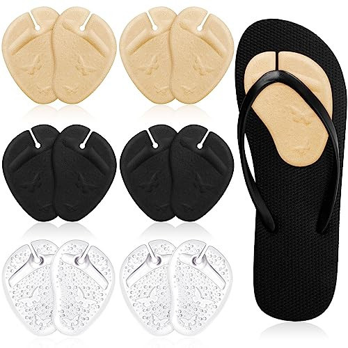 6 Pairs Gel Pads for Thong Sandals Toe Protectors Metatarsal Forefoot Cushion Inserts Foot Pads Non Slip Cushion for Sandals Thong Post Protector of Foot Grip(Apricot, Black, Clear) | Amazon (US)