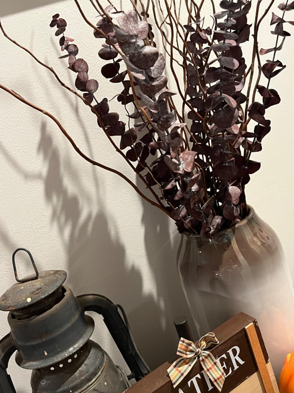 Dried Fall Eucalyptus Stems Red, Fall Floral Stems, Christmas Burgundy Dried Flowers for Vase, Re... | Amazon (US)