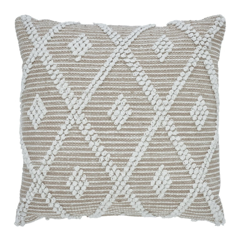 My Texas House Bailey Woven Diamond Square Outdoor Decorative Pillow, Khaki , 20" x 20" - Walmart... | Walmart (US)