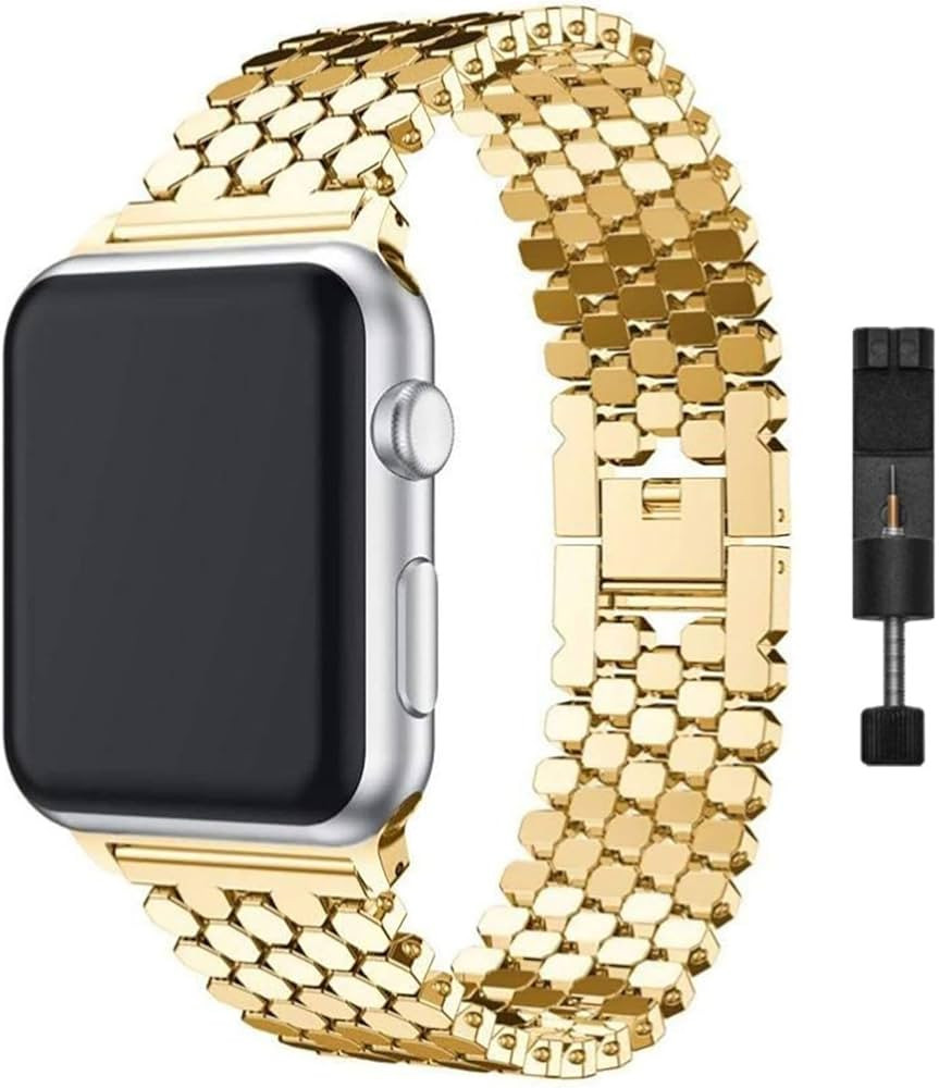 Mazoft Metal Band Compatible with Apple Watch Bands 38mm 40mm 41mm 42mm 44mm 45mm, Business Stain... | Amazon (US)
