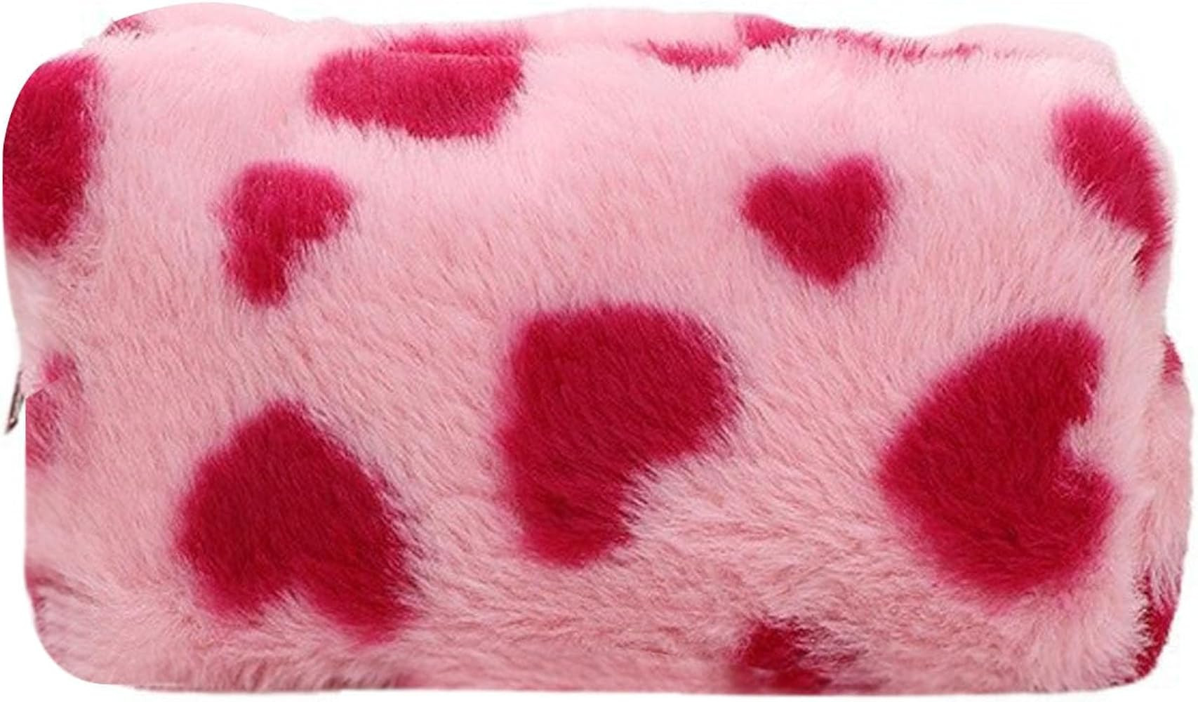 HABUAETY Makeup Bag Small Cosmetic Bags for Purse Women Girls Plush Simple Heart Make Up Pouch | Amazon (US)