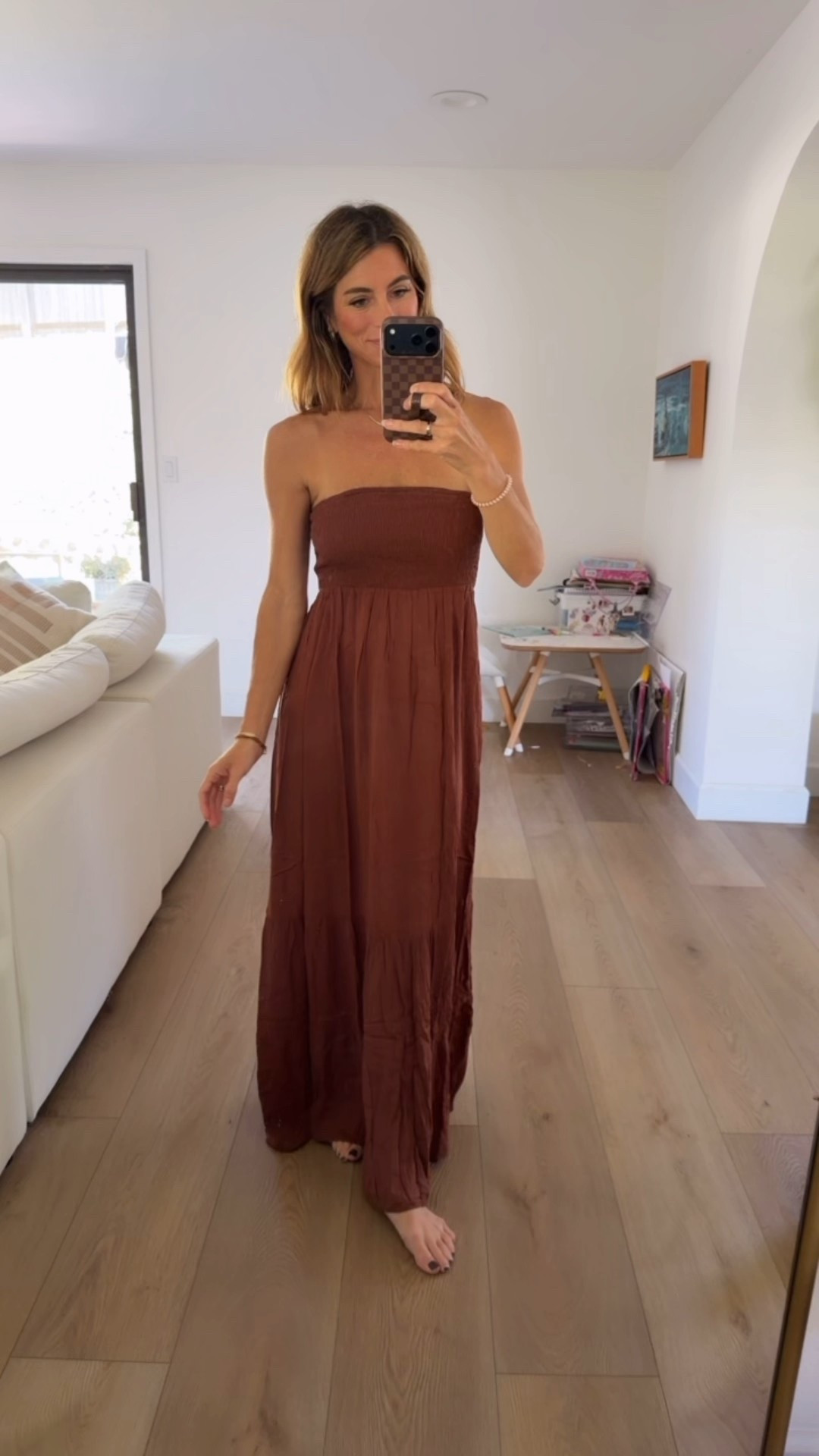 Taking this with me on vacation ti Hawaii! Trending brown, light weight strapless maxi dress. Trying to dress for paradise but with fall vibes! Can dress this up or down or simply thrown on as a swim suit cover up! I love casual, light weight dresses for when we’re on vacation to throw on between activities or just a quick walk on the beach! 

Brown dress, maxi dress, vacation dress, trending brown, vacation 

#LTKTravel #LTKSwim #LTKSeasonal