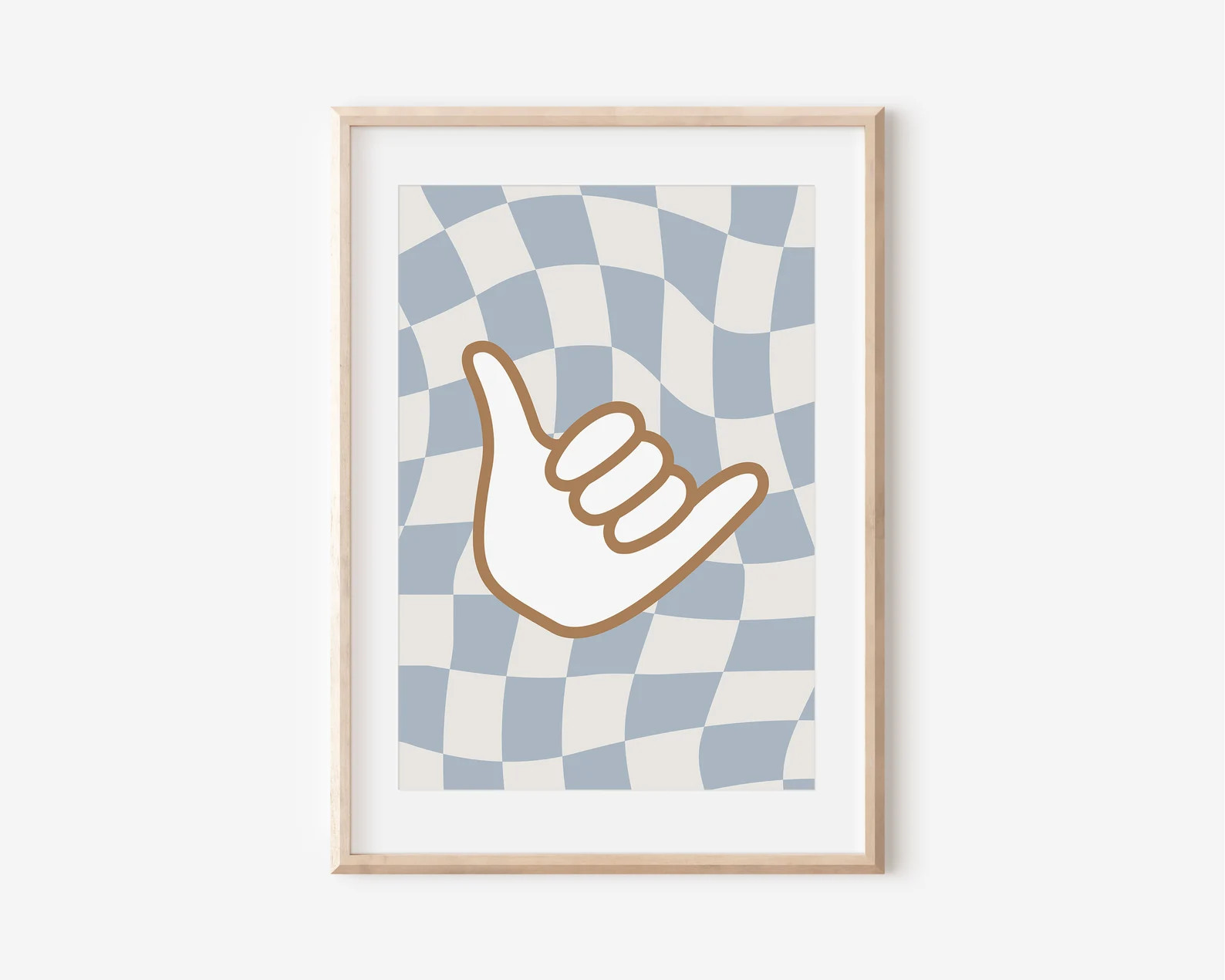 Wavy Blue Checker Shaka Downloadable Print, Surf Nursery Decor, Beach Kids Room, Surfer Theme Roo... | Etsy (Global)