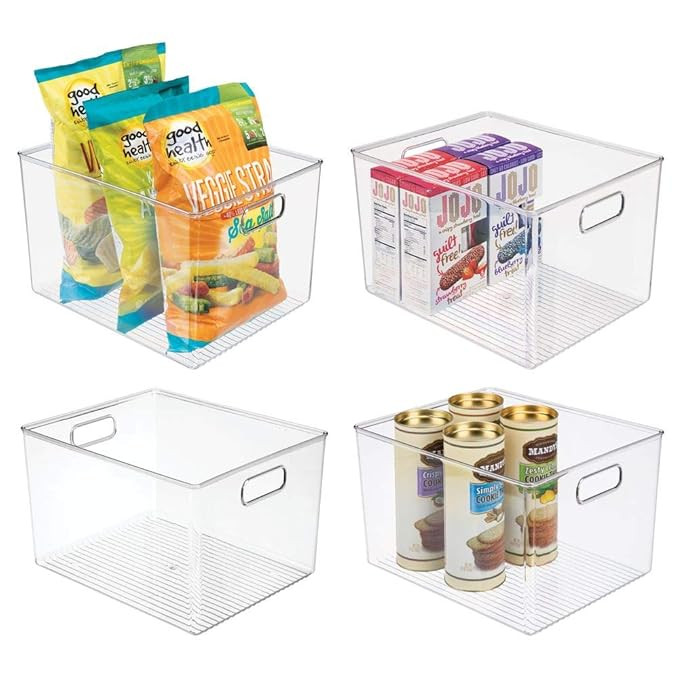 mDesign Plastic Storage Organizer Container Bins Holders with Handles - for Kitchen, Pantry, Cabi... | Amazon (US)