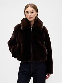 100% Recycled Relaxed Faux-Fur Jacket | Gap Factory