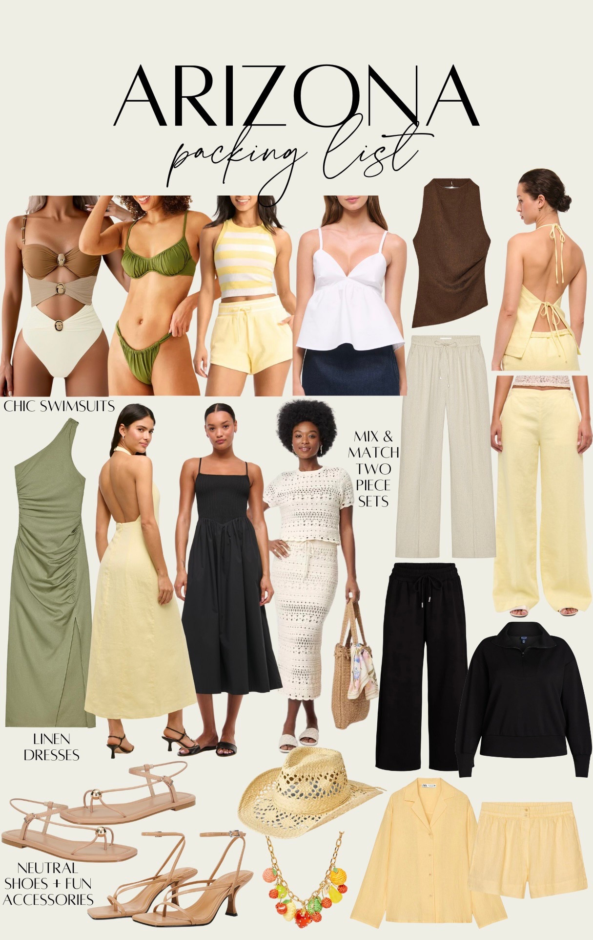 What I packed for my Arizona trip! Lots of linen, maxi dresses, matching sets and cute swimsuits

#LTKStyleTip