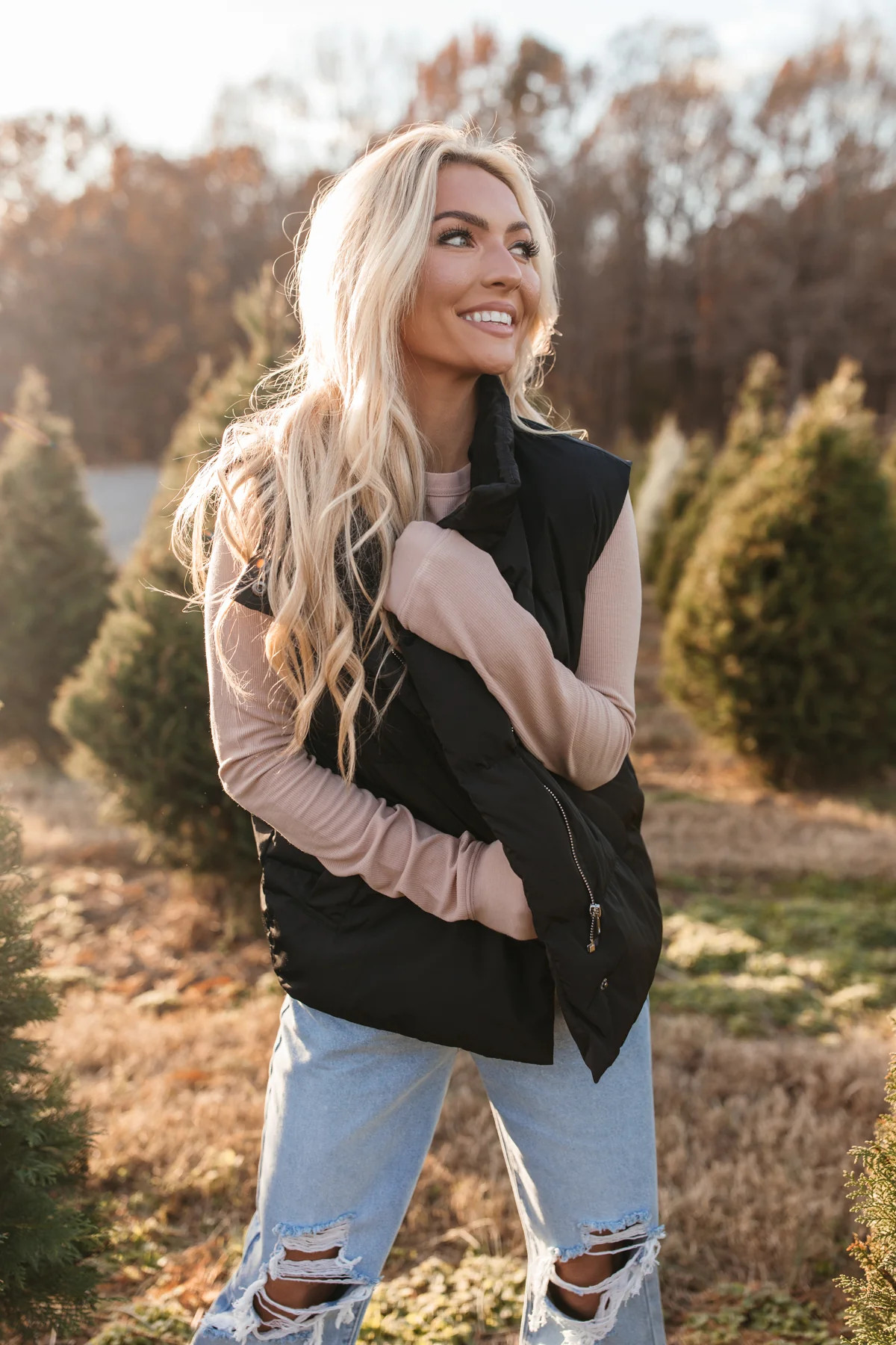Black Zip Puffer Vest | The Post