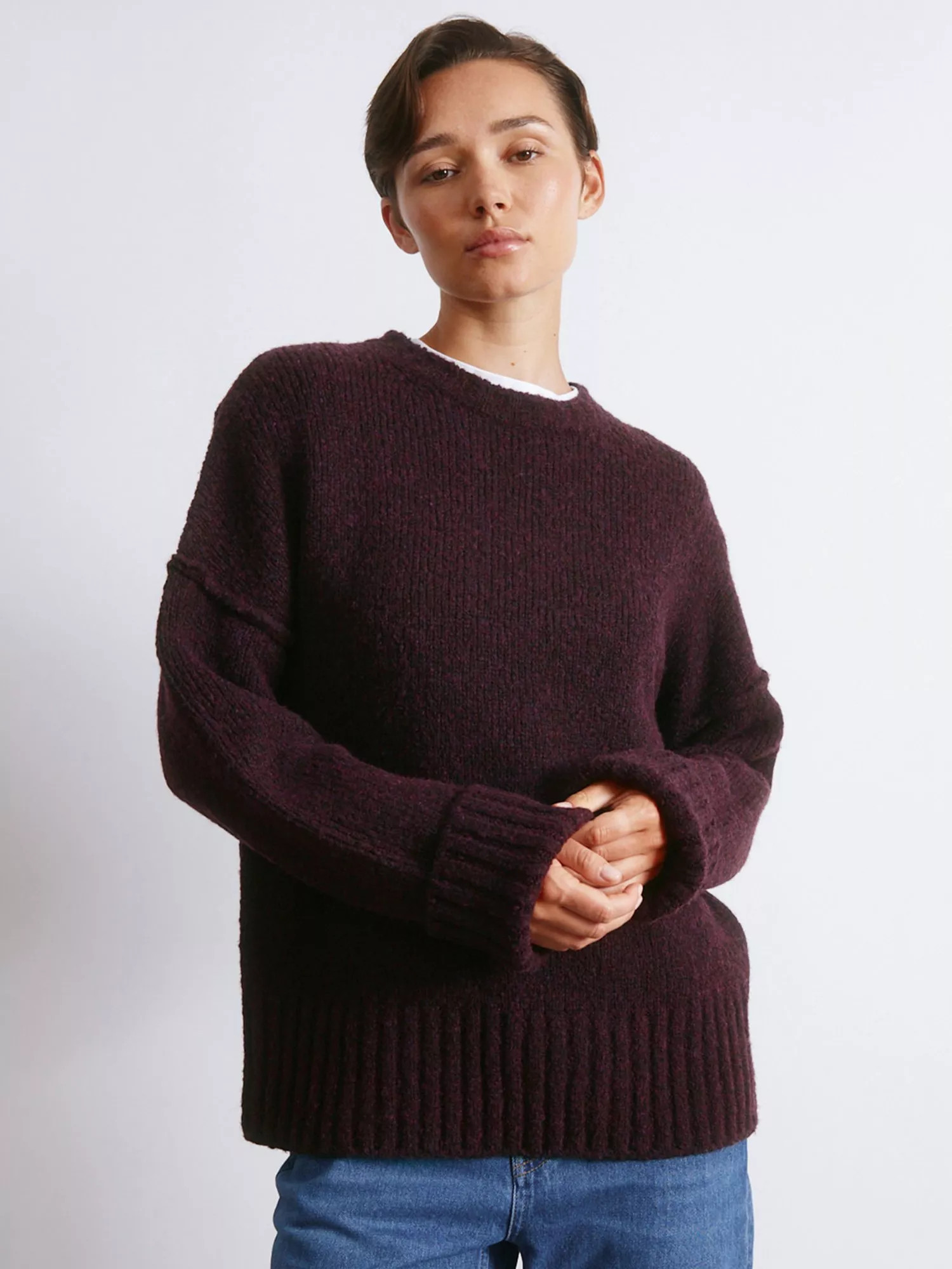 Albaray Cosy Wool Blend Crew Neck Ribbed Jumper | John Lewis (UK)