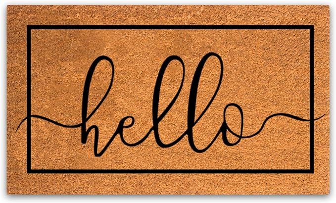 Pure Coco Coir Doormat with Heavy-Duty PVC Backing - Hello - Pile Height: 0.6-Inches - Size: 18-I... | Amazon (CA)