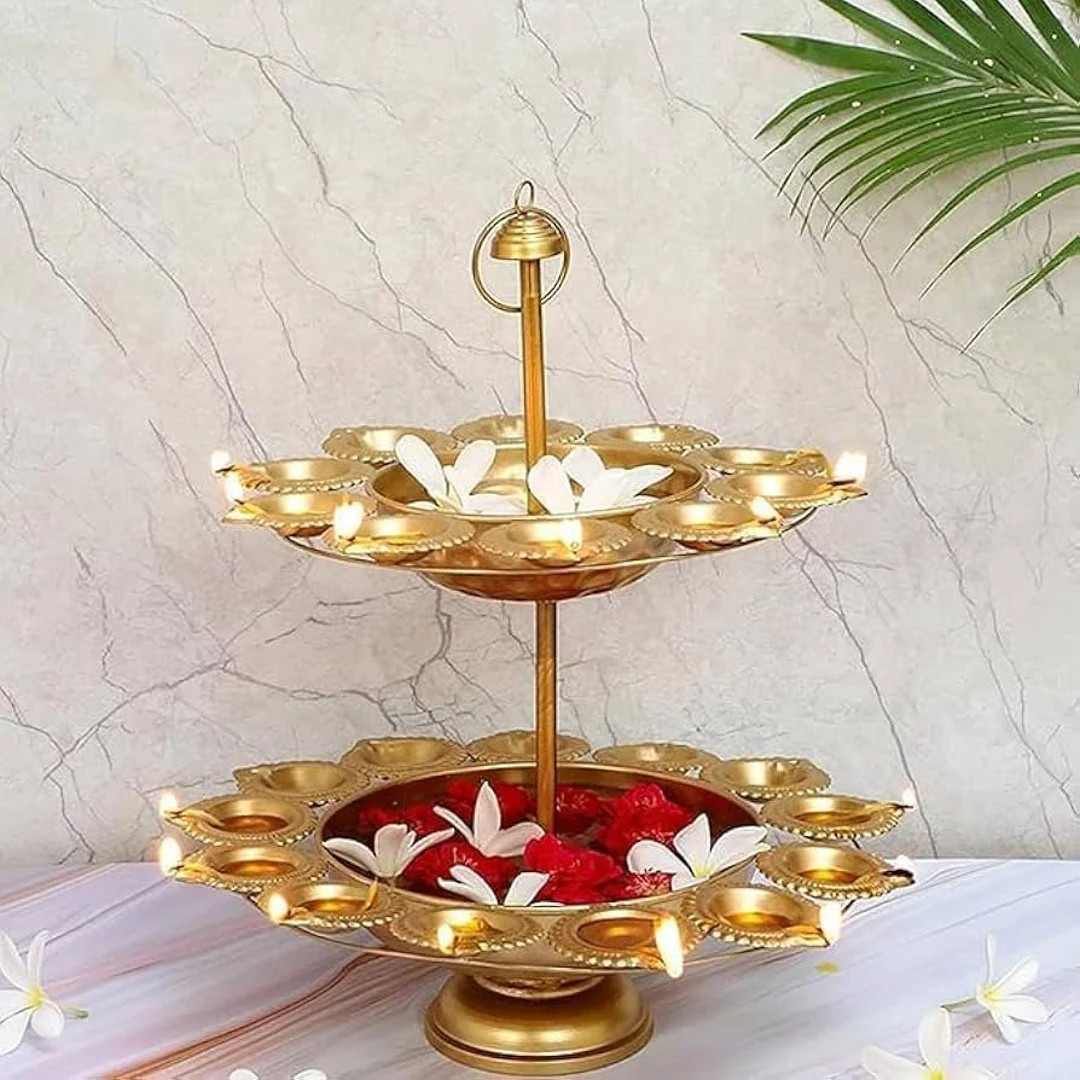 Exquisite 2 Layer Diya Urli Stand, Latkan Shape Urli, Pooja Urli Stand for Diwali Festival Weddin... | Etsy (US)