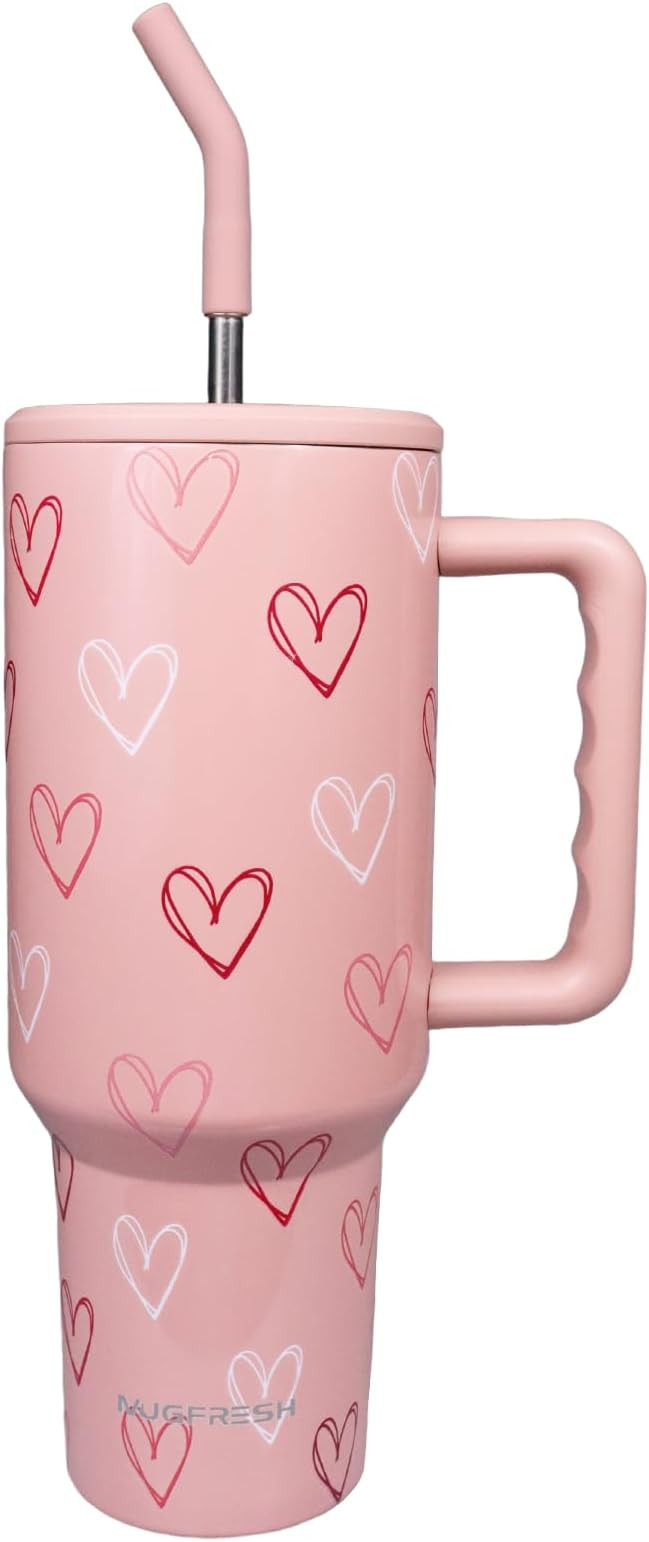 Valentine Tumbler, Valentine’s Day Gifts for Women 40 oz Valentine Heart Tumbler Cup Holder Fri... | Amazon (US)