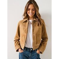 Mango Suede Pocket Jacket - Brown | Very (UK)
