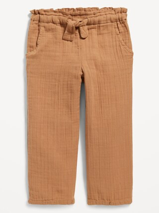 Wide-Leg Double-Weave Functional-Drawstring Pull-On Pants for Baby | Old Navy (US)