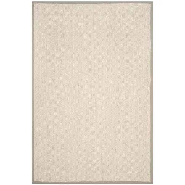 SAFAVIEH Natural Fiber Pacific Casual Border Sisal Rug - 6' x 9' - Marble/Beige | Bed Bath & Beyond