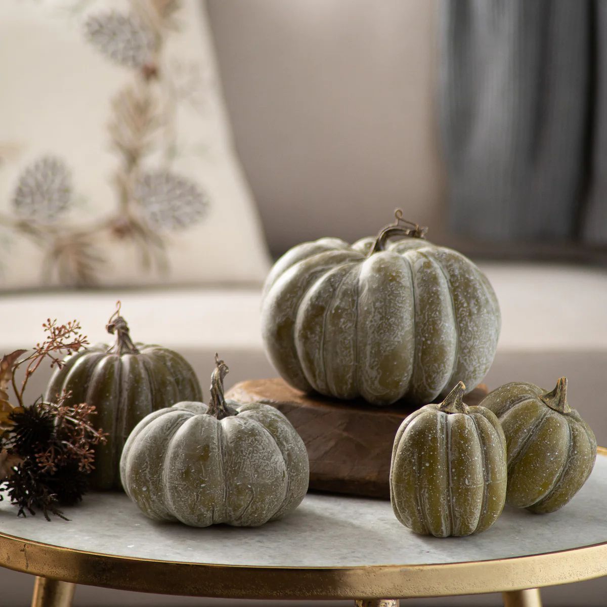 Sage Weathered Thanksgiving Harvest Halloween Colorful Pumpkin Set | Darby Creek Trading