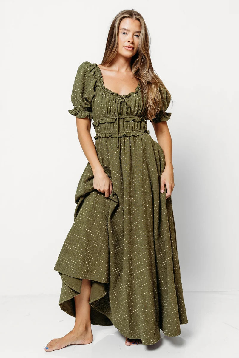 Sydnee 100% Cotton Maxi Dress in Dark Green - Bump Friendly & Inclusiv | Worth Collective