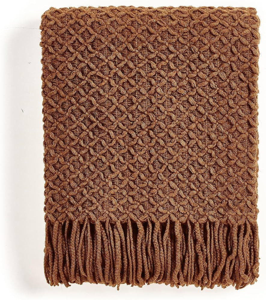 CREVENT Farmhouse Boho Knitted Throw Blanket for Couch Sofa Chair Bed Home Decoration, Soft Warm ... | Amazon (US)