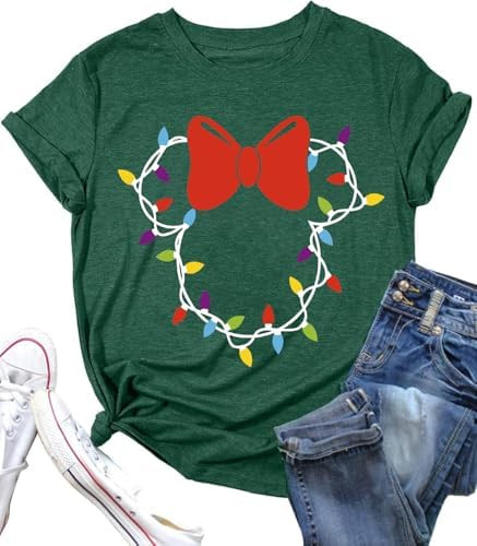 Christmas Lights Shirts Womens Merry Christmas Shirt Xmas Holiday Graphic Tshirt Funny Vacation T... | Amazon (US)