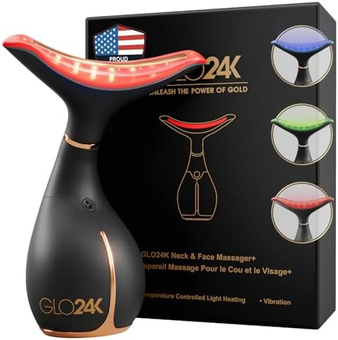GLO24K Red Light Face & Neck Beauty Device – 3-in-1 Facial Massager Tool with LED & Vibration f... | Amazon (US)