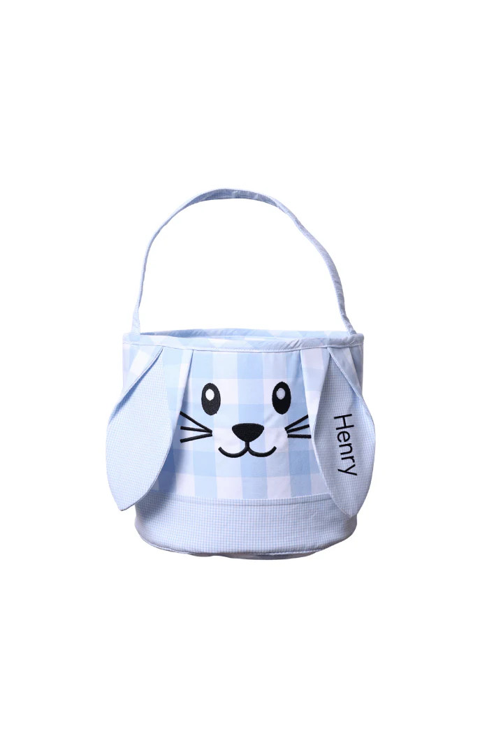 Blue Buffalo Check Bunny Hop Easter Basket | The Smocked Flamingo