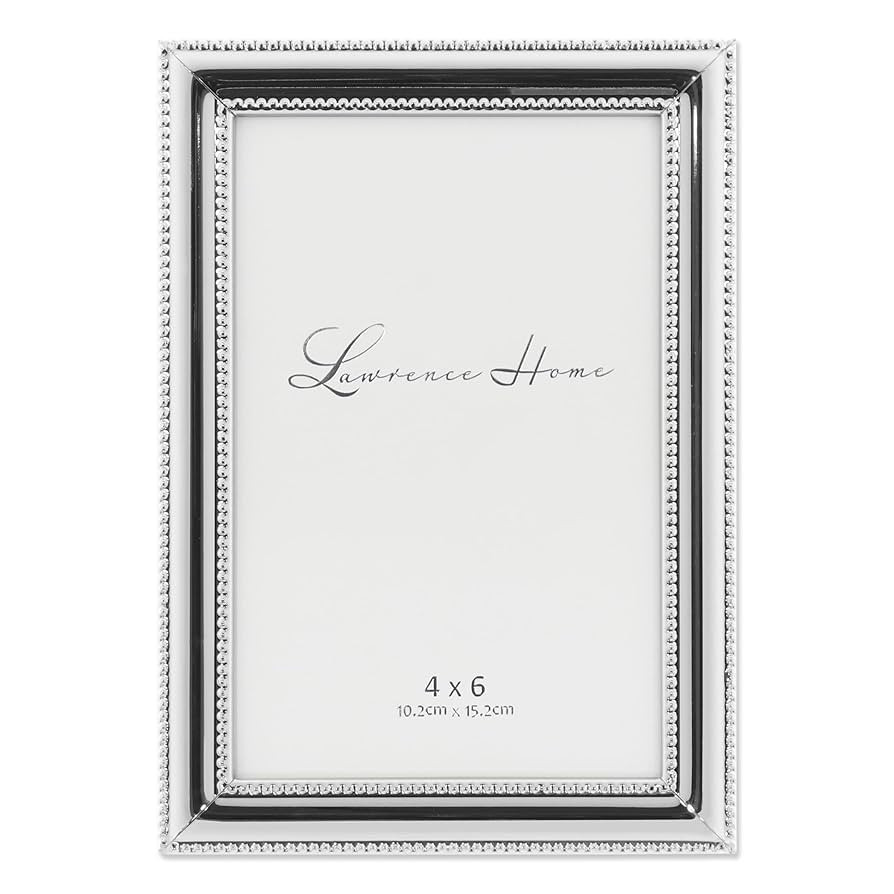 Lawrence Frames 510746 4x6 Metal Picture Frame Silver-Plate with Delicate Beading | Amazon (US)