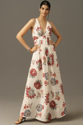KIVARI Provence Linen Blend Sleeveless V-Neck Maxi Dress | Anthropologie (US)