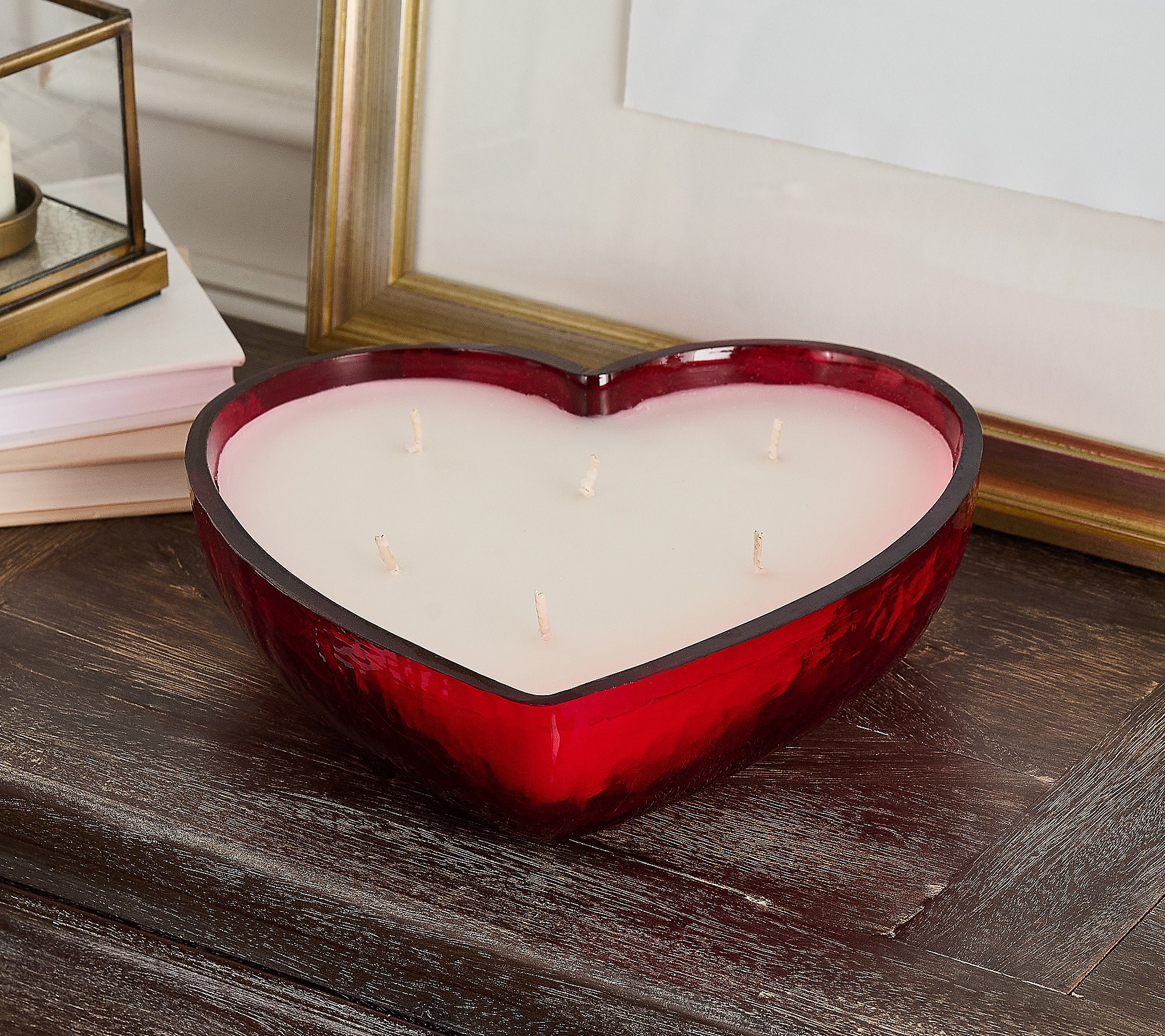 Home Reflections 28oz Glass Heart Shape Candle | QVC