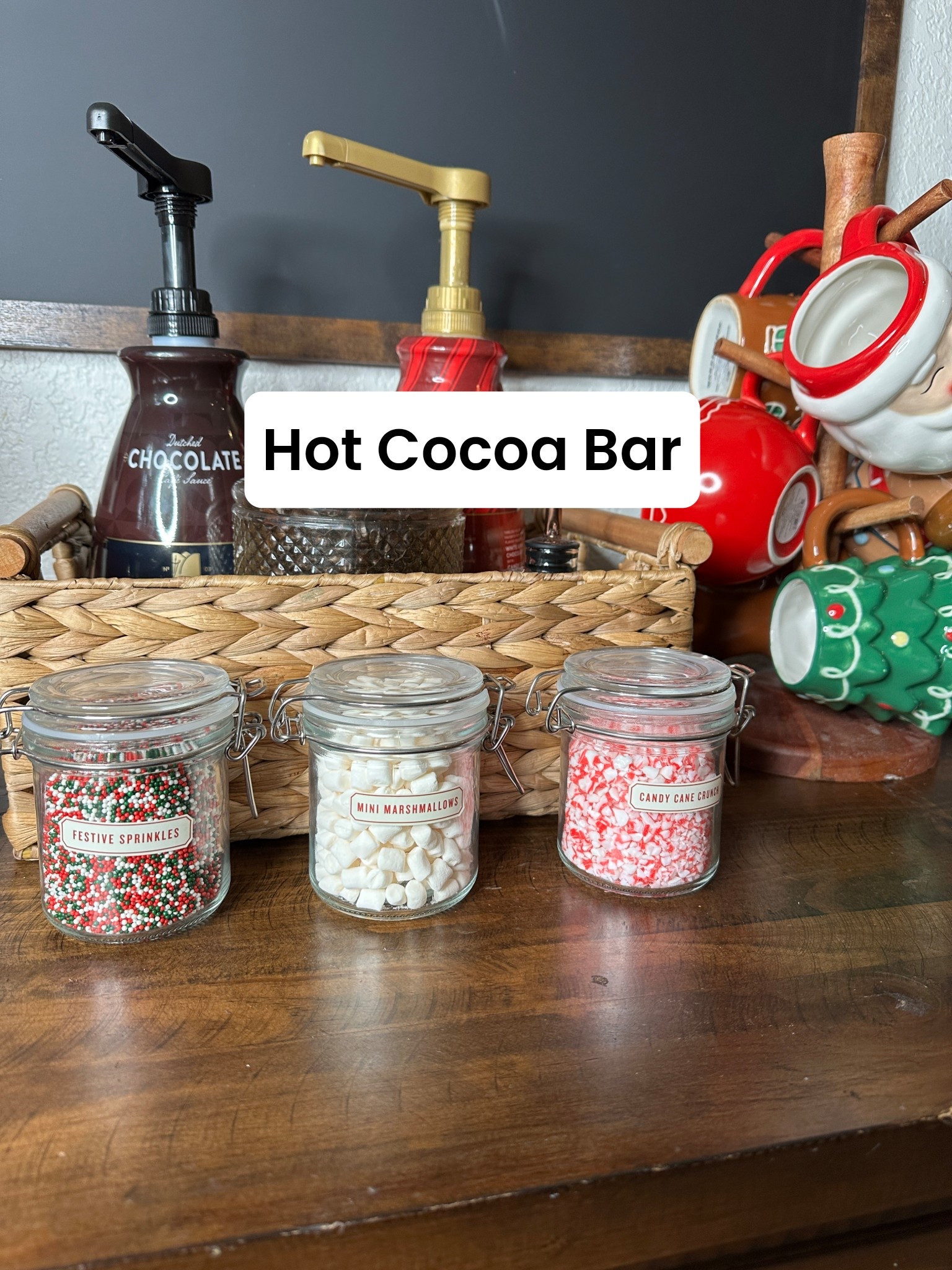 The coziest little hot cocoa bar setup ☕️❄️
I filled these glass jars with festive sprinkles, mini marshmallows, and candy cane crunch — the kids think it’s magical and it makes our whole coffee bar feel like a Christmas treat station. ✨

Linking the jars, pumps, mugs, and all my cocoa bar favorites for anyone wanting to create a cozy holiday corner at home. 🤍✨
HotCocoaBar
#HolidayKitchen
#ChristmasCoffeeBar
#CozyHome

#LTKHoliday #LTKfoodie #LTKHoliday #LTKSeasonal