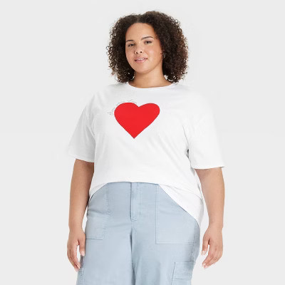 Women's Oversized Short Sleeve Graphic T-Shirt - Universal Thread™ White 1X | Target