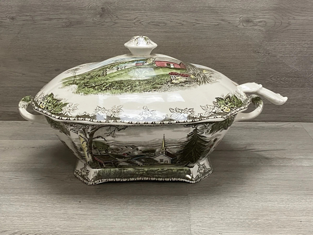 "JOHNSON BROS ""THE FRIENDLY VILLAGE"" LARGE SOUP TUREEN W LADLE RARE" | eBay US