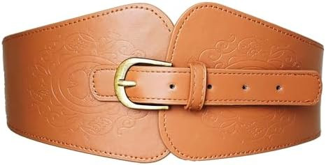 Leather Wide Corset Waist Belt,Black Buckle Skinny for Ladies Dresses Accessories | Amazon (US)