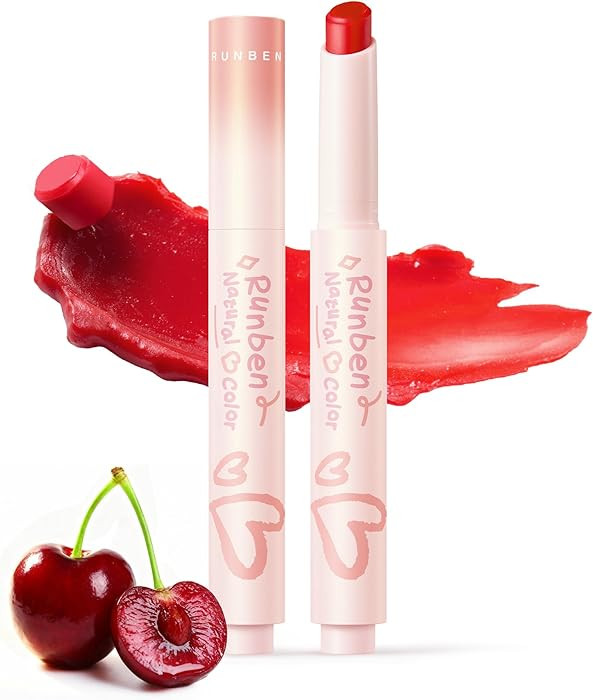 RUNBEN Kids Tinted Lip Balm, Fresh Cherry Lips Gloss, 24H Moisturizing, Safe & Non-toxic Lipstick... | Amazon (US)
