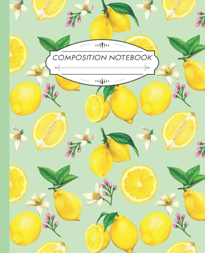 Composition Notebook: Wide Ruled Lined Paper Notebook Journal | Lemon Watercolor Pattern | Workbo... | Amazon (US)