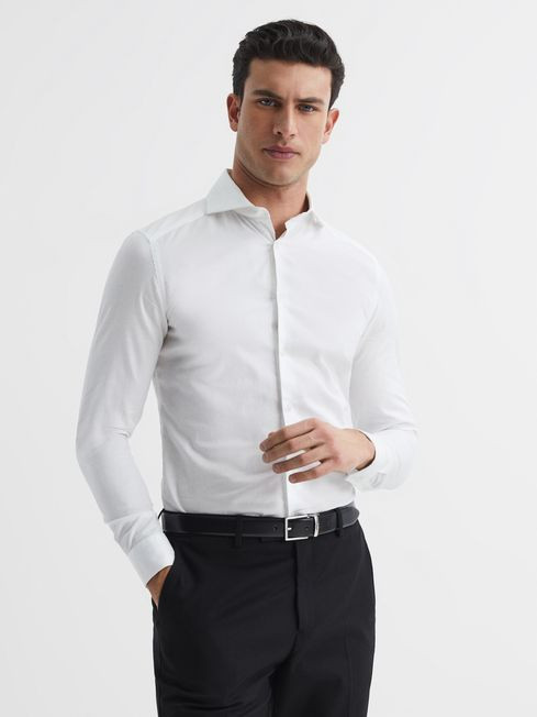 Reiss White Storm Slim Fit Cotton Twill Shirt | Reiss UK
