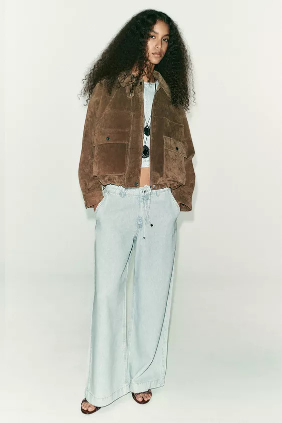 Z1975 HIGH WAIST WIDE LEG JEANS WITH LACES | Zara US