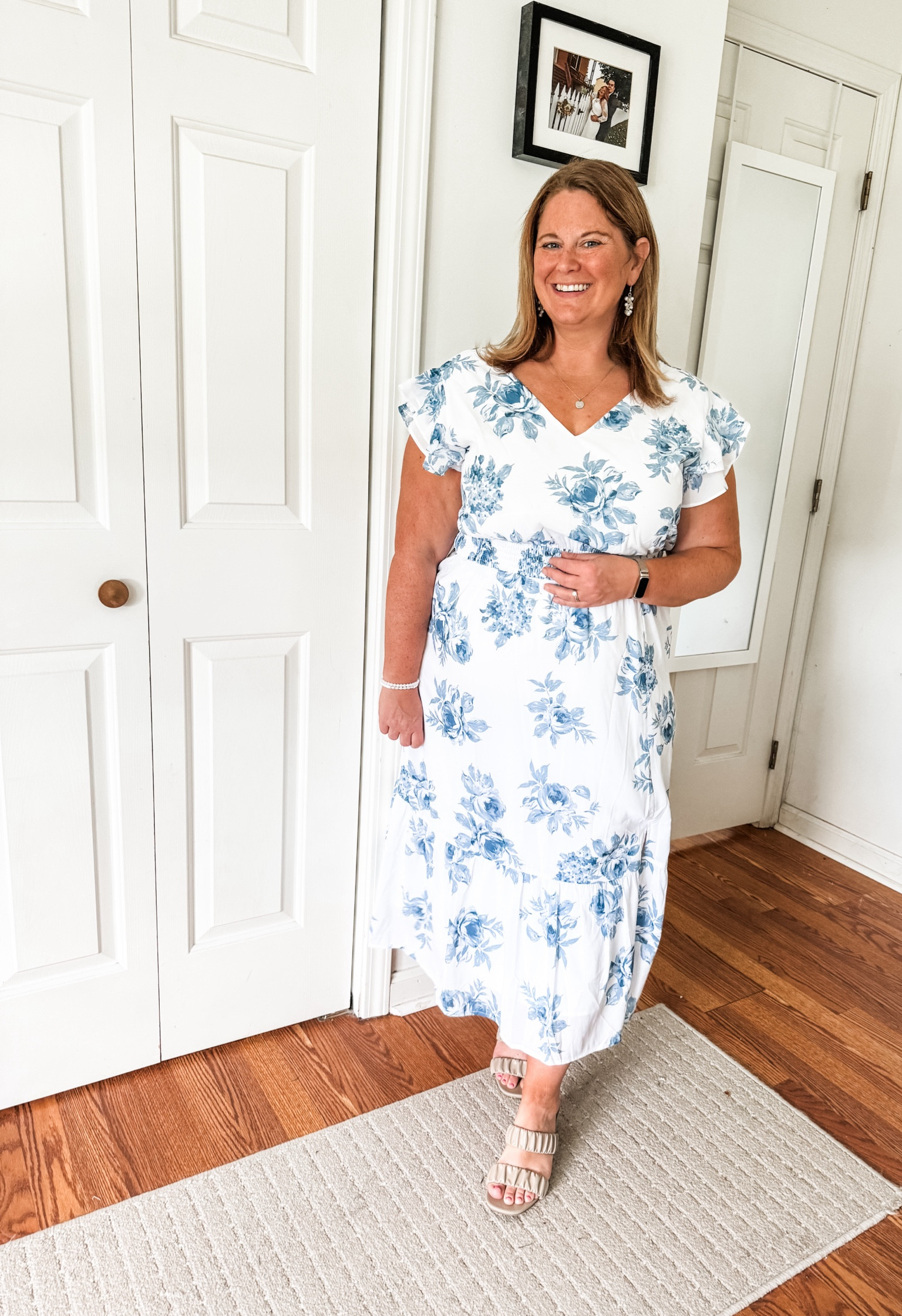 Such a pretty dress! Could be a teacher dress or a wedding guest dress.  Comes in other colors.  I’m wearing an XL but a large would be better.  

#LTKWedding #LTKMidsize #LTKWorkwear