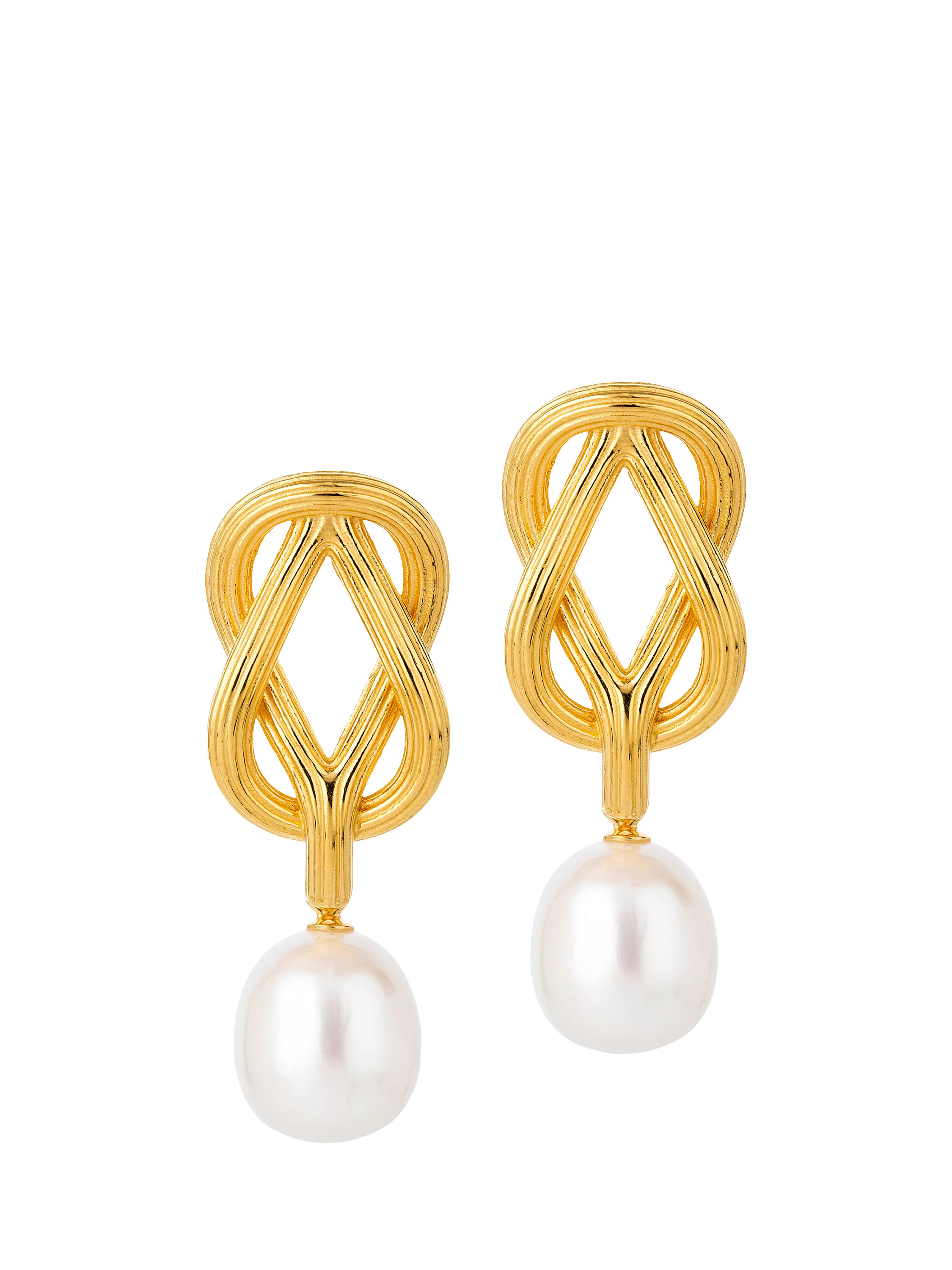 Claudia BradbyFreshwater Pearl Connection Knots Drop Earrings, Gold | John Lewis (UK)