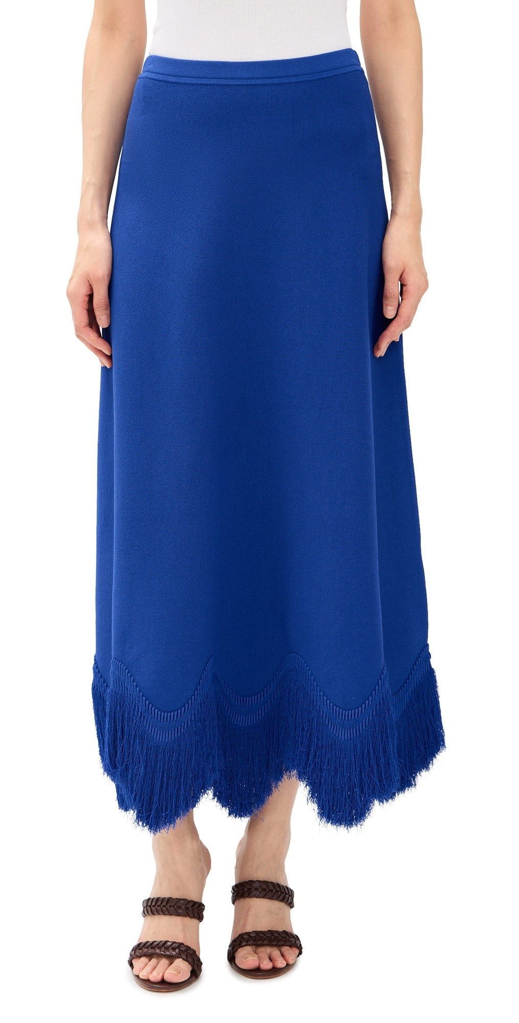 Ulla Johnson Paulina Knit Skirt with Fringe Cobalt L | Shopbop