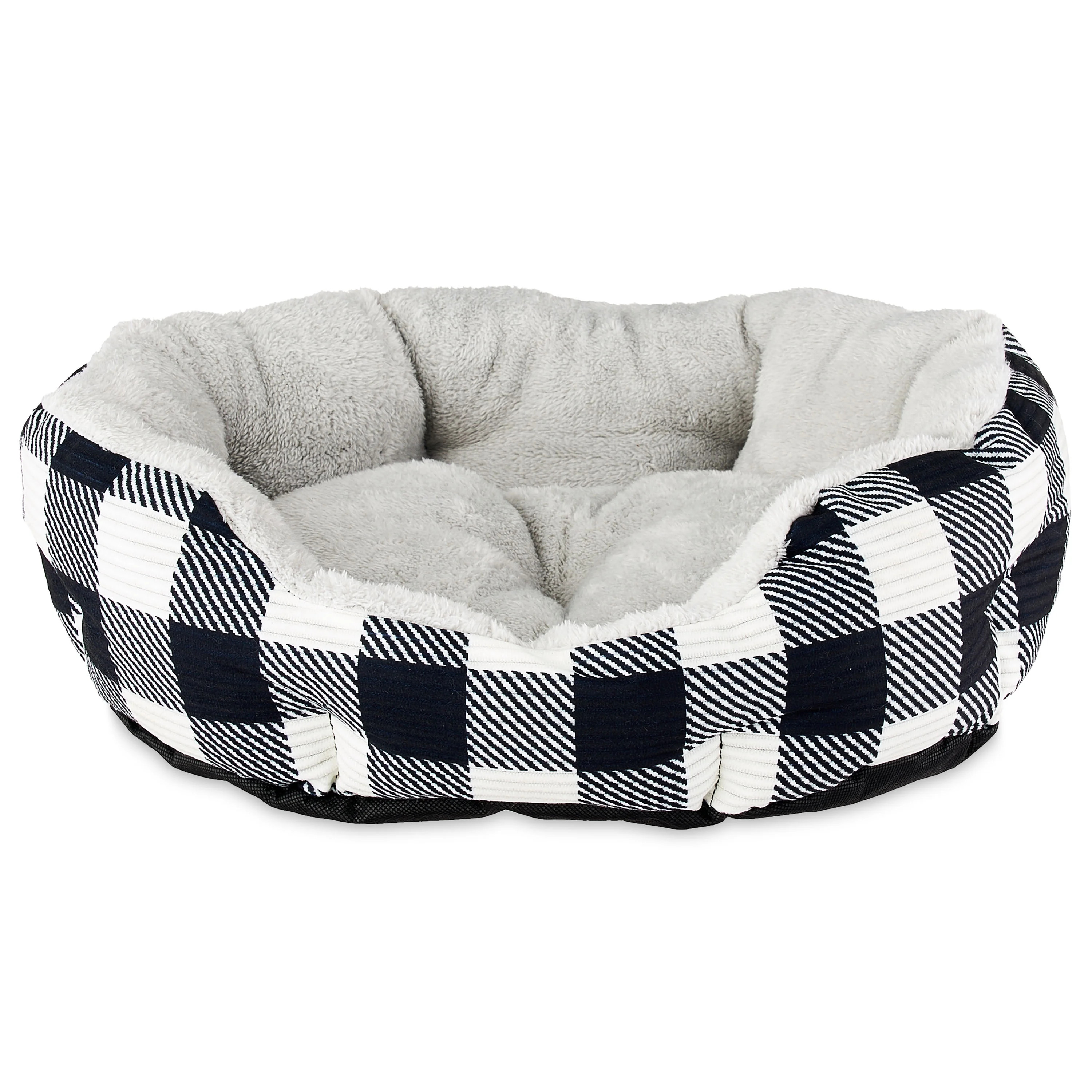 Vibrant Life Small Cuddler Pet Bed, Black Buffalo Plaid - Walmart.com | Walmart (US)