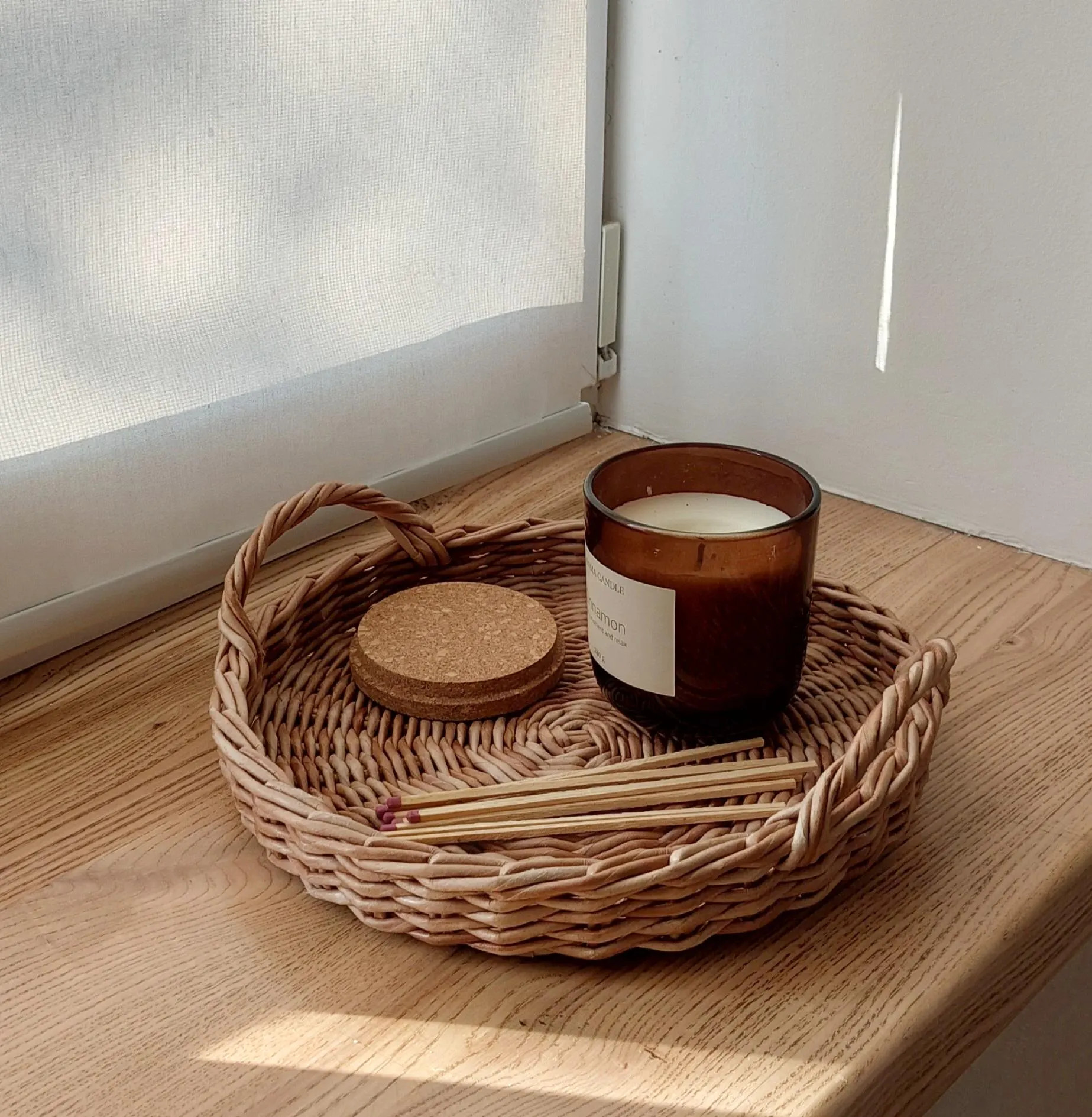Wicker round tray Candle plate Key tray Makeup perfume tray jewelry organizer Cofee tray | Etsy (Global)