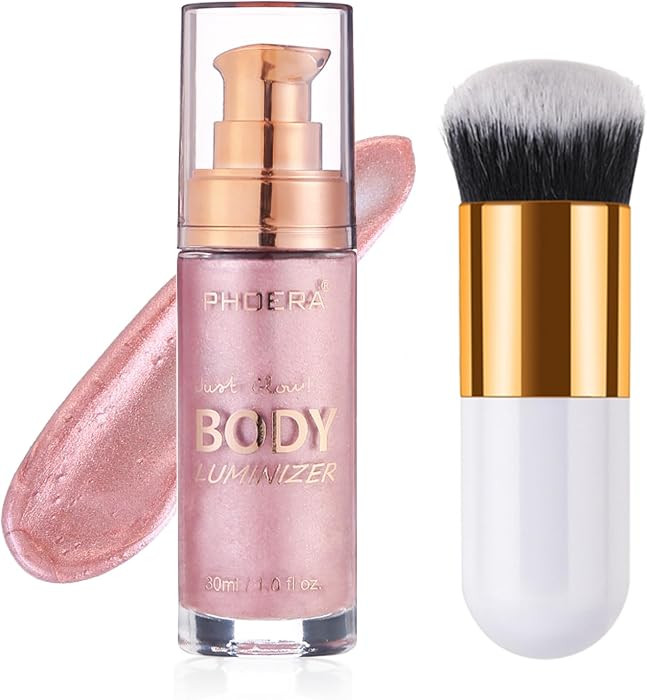 Body Shimmer Oil, Sparkle Pink Natural Glow Luminizer, Long Lasting Moisturizing Liquid Illuminat... | Amazon (US)
