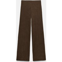 Zara - Textured Straight Leg Pants - Dark Brown - S - Woman | Zara US