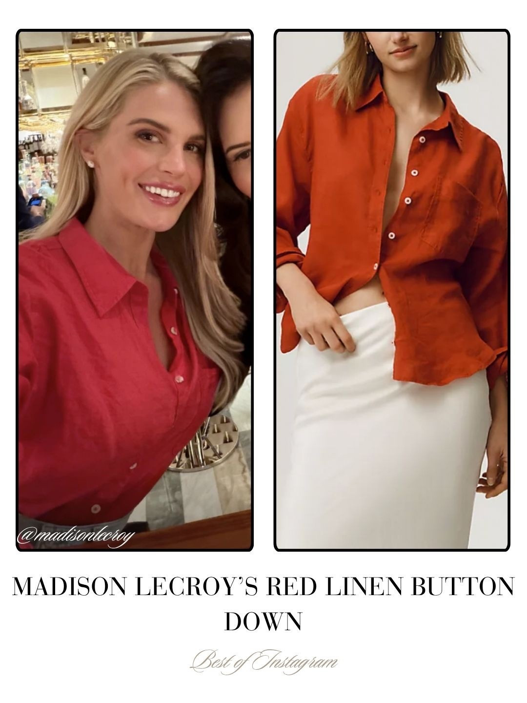Madison LeCroy’s Red Linen Button Down 📸 = @madison.lecroy 