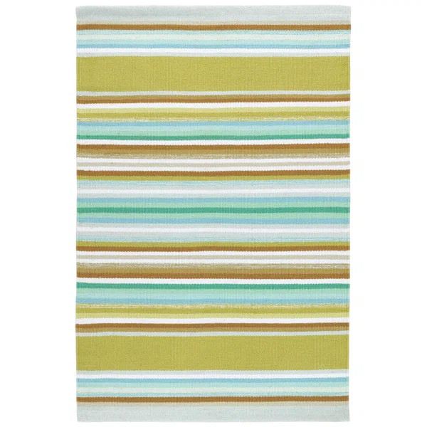 Serape Striped Hand-Woven Flatweave Cotton Green/Brown Area Rug | Wayfair Professional