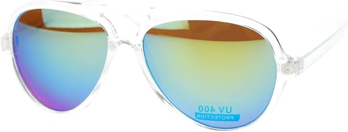 Plastic Aviator Sunglasses Clear Frame Multicolor Mirror Lens | Amazon (US)